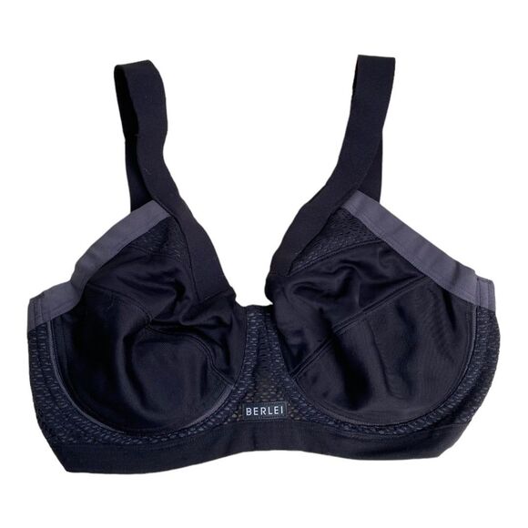 Berlei  US 32D High Extreme Impact Shift Wired Bra Black Sports Bra Black/Grey - Picture 2 of 12